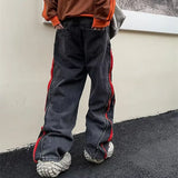 Wiaofellas  -  Cool Design Side Zipper Oversize Hip Hop Men Wide Jeans Pants Y2K Clothes Straight Loose Punk Denim Trousers Pantalon Homme