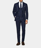 WIAOFELLAS  -  Classic Men Suits 3 Pieces Blazer Vest Pants Single Breasted Business Peaked Lapel Pinstripes Wedding Groom Plus Size