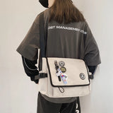 WIAOFELLAS  -  Korean Fashion Casual Big Bag Student School Bags for Teenage Girls Messenger Bag Shoulder Bag Crossbody Bags Women