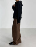 WIAOFELLAS  -  Autumn Winter Men's Cotton Wide Leg Floor Suit Pants Korean Casual Loose Straight  Thicken Full Length Trousers Male Keep Warm