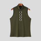 WIAOFELLAS  -  Men Tank Tops Solid Hollow Out Sexy Knitted Male Vests Summer Streetwear Tops Turtleneck Sleeveless Fashion Men Clothing