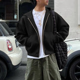 WIAOFELLAS  -  Men Hoodies Solid Zipper Hooded Long Sleeve Casual Sweatshirts Men Streetwear Loose Fashion Male Cardigan Zip Hoodie