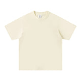 WIAOFELLAS  -  Solid Cotton Men's T-shirts Short-sleeved Round Neck Black Beige T-Shirt Classic Heavyweight Oversized Tees Tops