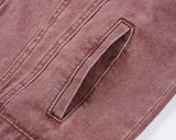 Wiaofellas  -  Men Solid Denim Jackets Fashion Motorcycle Vintage Jeans Jackets Hommes Loose Cotton Casual Black Pink Coats Denim Outwear