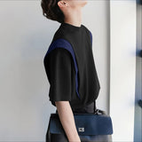 WIAOFELLAS  -  Men T Shirt Patchwork O-neck Short Sleeve Loose Male Tee Tops Streetwear Korean Style Fashion Casual Men Clothing S-5XL