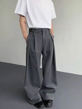 WIAOFELLAS  -  Deep ey Cleanfit Silhouette Knife  Loose Fit Casual Men's West Pants American Retro Straight Leggings Slimming Effect