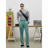 WIAOFELLAS  -  New Men's Straight Leg Sports Pants Fitness Running Training Elastic Waist Loose sweatpants Cotton Gym Loose Long Trousers