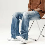 WIAOFELLAS  -  Jeans Men Do Old Gradient Color Hole Hip Hop Full Length European Style All-match Streetwear Washed Denim Trousers Autumn Daily