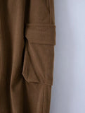 WIAOFELLAS  -  Autumn Winter New Solid Corduroy Pants Men's Casual Retro Loose Workwear Pockets Elastic Trousers Windproof Desig Long Pant