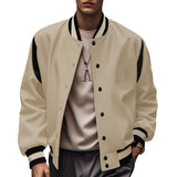 WIAOFELLAS  -  Spring and Autumn New Mens Y2K Baseball Jacket Sweater Fashion Plus Velvet Style Splicing Single-Breasted Flight Jacket Men