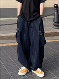 WIAOFELLAS  -  Baggy Cargo Jeans big pocket Trousers Male Denim Pants Wide Leg Pant women's Jeans Loose Casual Streetwear Hip Hop Harajuku
