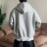 WIAOFELLAS  -  Niche Design Men's Hoodies Diamond Big Pcoket Zipper Contrast Color Casual Menswear Loose Hooded Male Sweatshirts