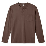 Wiaofellas  -  Daily Casual O Neck Pullover For Men Trendy Looe Breathable Shirts Men Autumn Outdoor Solid Color Long Sleeve Tops