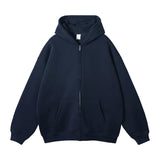 Wiaofellas  -  New Men's Hoodies Sweatshirts Zipper Hoodie Solid Color Hip Hop Mens Hooded Jacket Loose Track Hoodie Jacket Coat Streetwear
