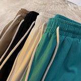 WIAOFELLAS  -  Summer Shorts Classic Solid Colour Thin Seaside Beach Pants Leisure Sports Straight Five Pants Elastic Waist Drawstring Shorts
