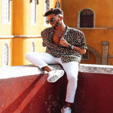 WIAOFELLAS  -  New Leopard Print Men's Trend Shirt Blouse