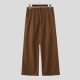 Wiaofellas  -  Men Pants Solid Color Button Joggers High Waist Casual Trousers Men Streetwear Loose Fashion Male Wide Leg Pants S-5XL