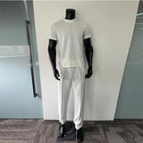 Wiaofellas  -  Men Casual Fashion Sports Knit Set Sexy Short Sleeve T-shirts Hip Hop O-collar Tops + Long Pants Two Piece Suit For Men Clothes