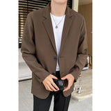 WIAOFELLAS  -  Shoulder Padded Blazer Men Slim Fit Fashion Social Mens Dress Jacket Korean Casual Suit Jacket Mens Office Formal Jackets Coat