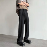 WIAOFELLAS  -  Summer Casual pants Men Fashion Oversized Wide Leg Pants Men Korean Loose Straight Ice Silk Pants Mens Suit Pants Trousers M-3XL