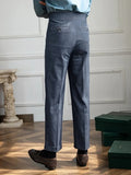 Wiaofellas  -  Men Italian Naples Style Denim Trousers SS AW Light Business Pleated High Waist Straight Premium Casual Dress Jeans