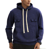 WIAOFELLAS  -  Men's American Sports Hooded Sweatshirt With Multiple Pockets Solid Color Fleece Warm Workwear Sweatshirt