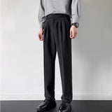 Wiaofellas All Match Mid Waist Slim Long Pants Spring Casual Male Straight Pants Fashion 2024 Pockets Style Solid Trousers Men Clothing