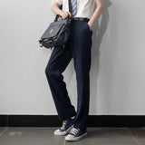 WIAOFELLAS  -  New Versatile DK Trousers Men's Summer Draped Casual Trousers Black Straight Loose Suit Pants Spring and Autumn Trend