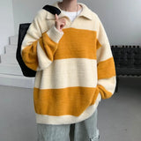 WIAOFELLAS  -  Men's Lapel Knit Pullover Knitted Sweater Large Size Spring Autumn Winter Warm Tops Youth Casual Polo Collar Pullover B221