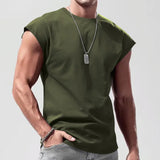 Wiaofellas  -  Loose Casual Sleeveless Vest Men's Summer New Style Thin Pure Color Tank Top Sports Style Polyester Fiber Straight Hem Design