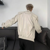 WIAOFELLAS  -  Autumn New Men's Long-Sleeved Pu Leather Jacket American Retro Fashion Trend High Street Casual Loose Niche Men's Tops