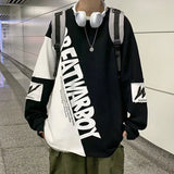 Wiaofellas  -  Black and White Sweatshirt Men Trendy Hoodless Niche Contrasting Color Boys Jacket High-end