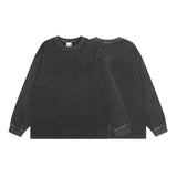 WIAOFELLAS  -  Washed Retro Long-Sleeved T-Shirt For Men 2025 Spring Autumn Fashion Round Neck Pure Cotton Loose Trend Casual Sweatshirt Men