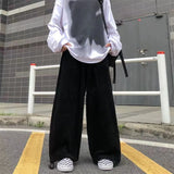 Wiaofellas  -  Khaki Black Corduroy Pants Men Fashion Retro Oversized Casual Pants Men Streetwear Loose Hip-hop Wide-leg Pants Mens Trouser