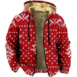 WIAOFELLAS  -  Zipper Hoodies for Men and Women Christmas Elements Winter Red Coat Long Sleeve Sweatshirt Casual Hooded Jacket