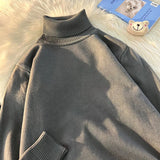 WIAOFELLAS  -  Turtleneck Sweater Men Winter New Arrival Fashion Loose Casual Students Solid Basic Knitting Warm Simple Leisure Male Chandails