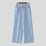 WIAOFELLAS  -  Men Striped Pants Joggers Drawstring Joggers Casual Straight Trousers Men Streetwear 2025 Loose Fashion Male Long Pants