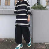 Wiaofellas  -  Vintage Simplicity Striped Tops Tees Summer New Men's Short Sleeve Loose All-match Casual T Shirts Trend Korean Men Clothing