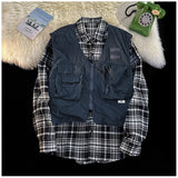 WIAOFELLAS  -  American Outdoor Multi-function Short Vest Jacket Basic Commuting Versatile Vest Cityboy Workwear Waistcoat Aesthetic Urban Chic