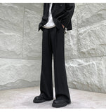 WIAOFELLAS  -  Brown Suit Pants Men Fashion Society Mens Black Dress Pants Korean Loose Straight Flared Pants Mens Office Formal Trousers M-2XL