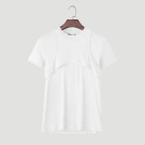 WIAOFELLAS  -  Men T Shirt Solid Color O-neck Short Sleeve Knitted Male Tee Tops Streetwear Summer Fashion Casual Cozy Men Clothing
