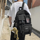 WIAOFELLAS  -  Unisex School Backpack Black Nylon Anti Theft Large Students Laptop Rucksack Sweethearts Casual Travel Chic Korean Mochilas
