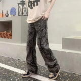 Wiaofellas  -  Cyber Y2K Fashion Baggy Pleated Stacked Jeans Cargo Pants Men Clothes Straight Retro Washed Black Long Trousers Ropa Hombre