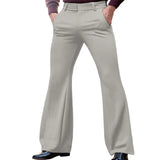 Wiaofellas  -  Men Flare Dress Pants Solid Color Button-down Casual Slightly Flared Trousers Luxury Premium British Elegant Straight Pant S-3XL