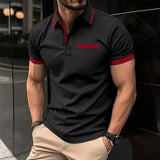WIAOFELLAS  -  Summer Men's Short sleeve Polo Shirts Fashion Business Casual Polos Man Patchwork Turn Down Collar Sports Tees Tops Streetwear