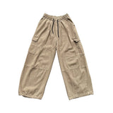 Wiaofellas  -  Khaki Cargo Pants Men Elastic Waist Baggy Trousers Fashion Overalls Oversized Bottoms Summer Vintage Male Y2K Clothes Streetwear