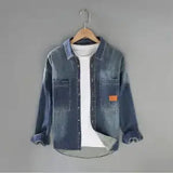 WIAOFELLAS  -  New Autumn Denim Lapel Long Sleeve Men's Shirt Fashion Jacket Loose Casual Versatile Jacket