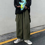 Wiaofellas  -  Khaki Cargo Pants Men Elastic Waist Baggy Trousers Fashion Overalls Oversized Bottoms Summer Vintage Male Y2K Clothes Streetwear