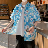 Wiaofellas  -  plus Size Men's Vibrant Floral Shirt M-XXXXXL Comfort Fit Spread Collar Summer Casual Style Top for Men And Women