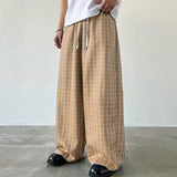 WIAOFELLAS  -  Men Plaid Pants Drawstring Joggers Loose Casual Straight Trousers Men Streetwear 2025 Fashion Male Long Pants S-5XL